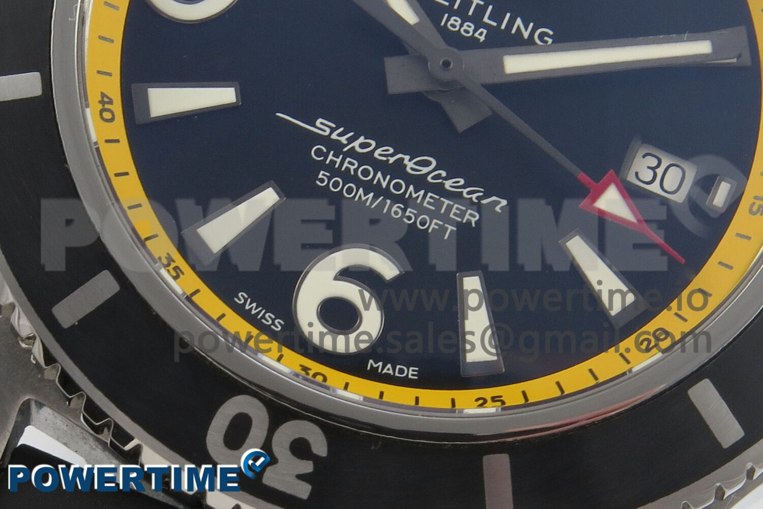 Superocean 46mm SS TF 1:1 Best Edition Black/Yellow Dial Black Bezel on Black Rubber Strap A2824 V2 - Image 5