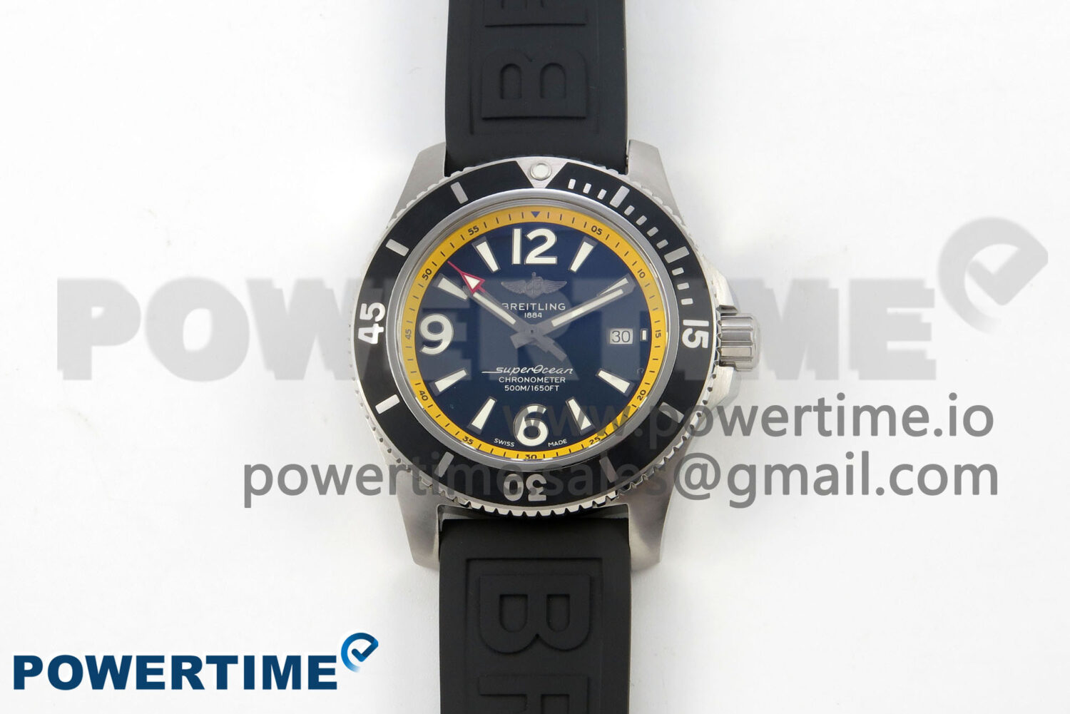 Superocean 46mm SS TF 1:1 Best Edition Black/Yellow Dial Black Bezel on Black Rubber Strap A2824 V2 - Image 1