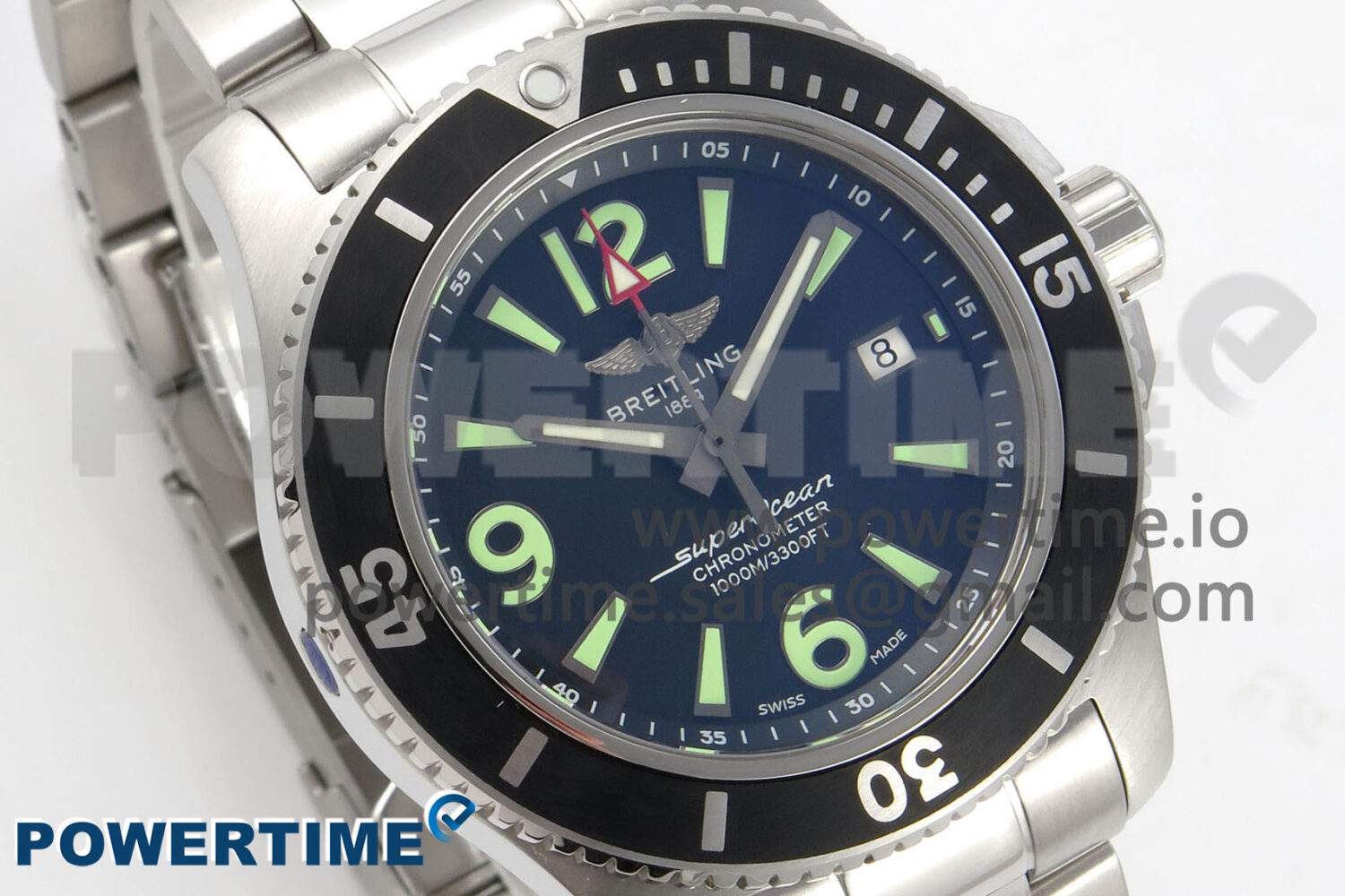 Superocean 44mm SS TF 1:1 Best Edition Black Dial Black Bezel on SS Bracelet A2824 V2 - Image 2