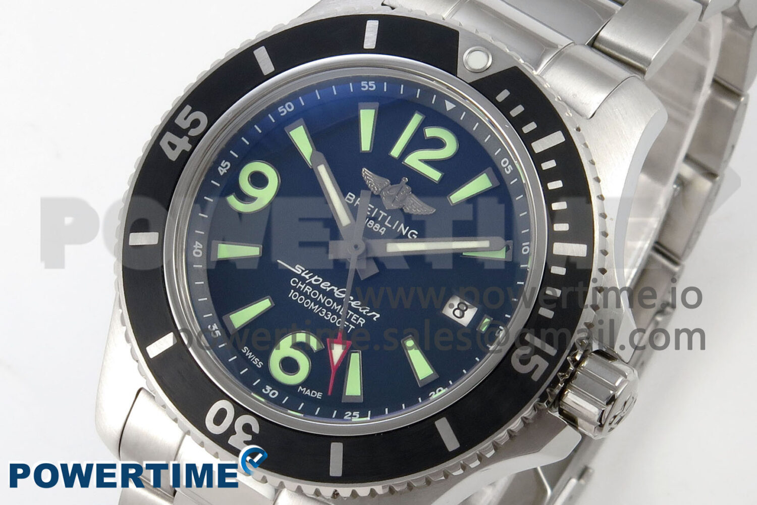 Superocean 44mm SS TF 1:1 Best Edition Black Dial Black Bezel on SS Bracelet A2824 V2 - Image 3