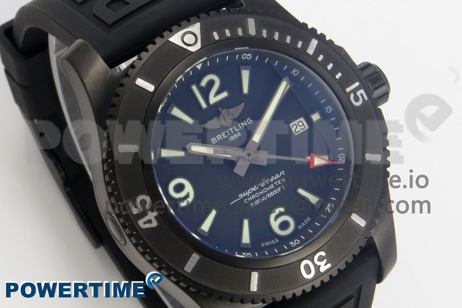 Superocean 46mm TF 1:1 Best Edition Black Dial Black Bezel on Black Rubber Strap A2824 V2 - Image 2