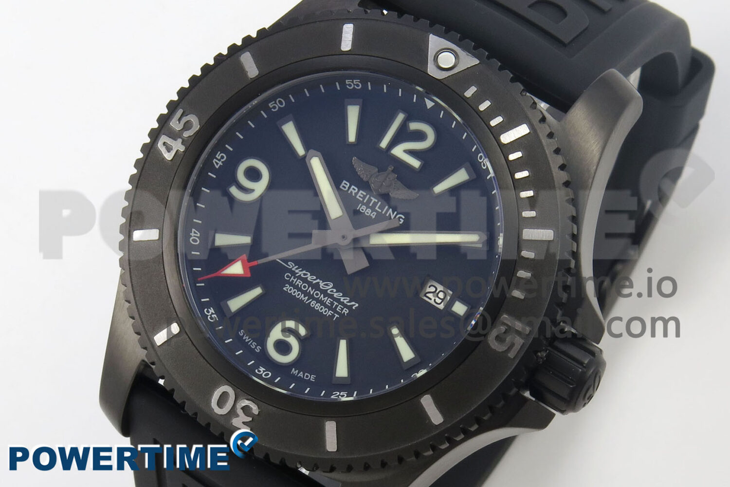 Superocean 46mm TF 1:1 Best Edition Black Dial Black Bezel on Black Rubber Strap A2824 V2 - Image 3