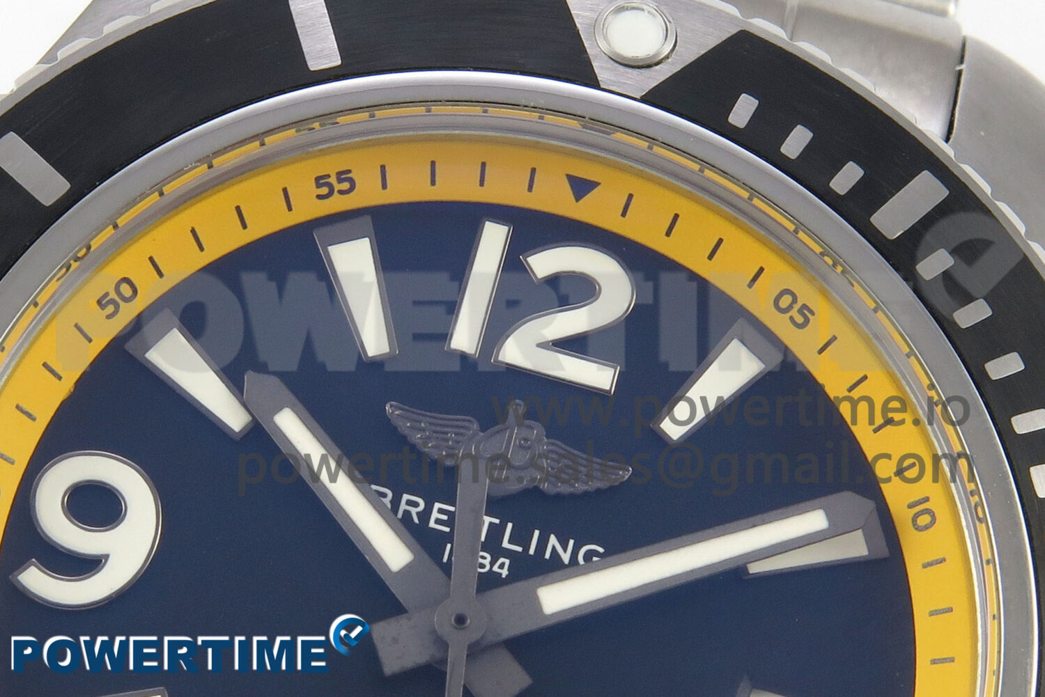 Superocean 44mm SS TF 1:1 Best Edition Blue/Yellow Dial Black Bezel on SS Bracelet A2824 V2 - Image 4