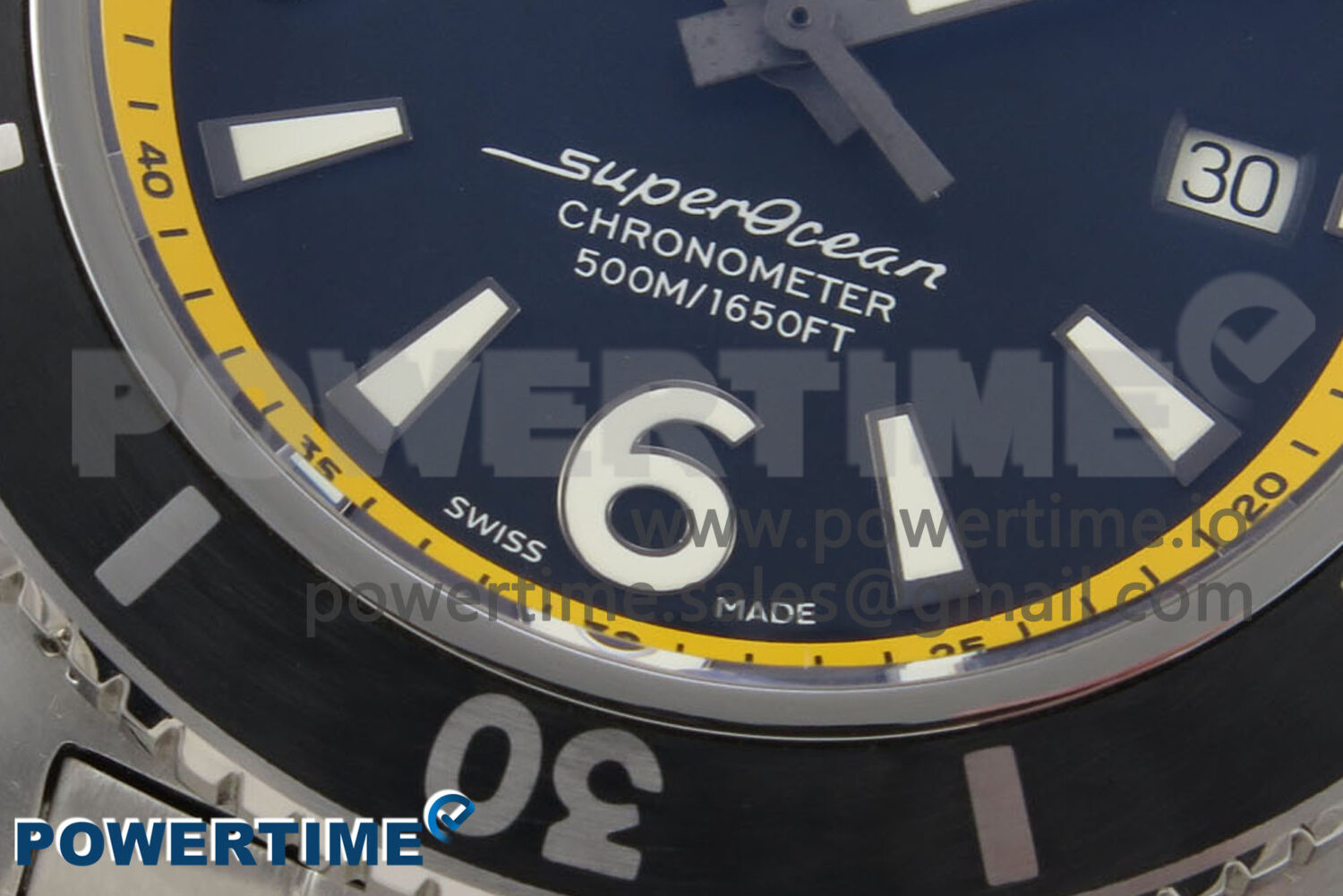 Superocean 44mm SS TF 1:1 Best Edition Blue/Yellow Dial Black Bezel on SS Bracelet A2824 V2 - Image 5