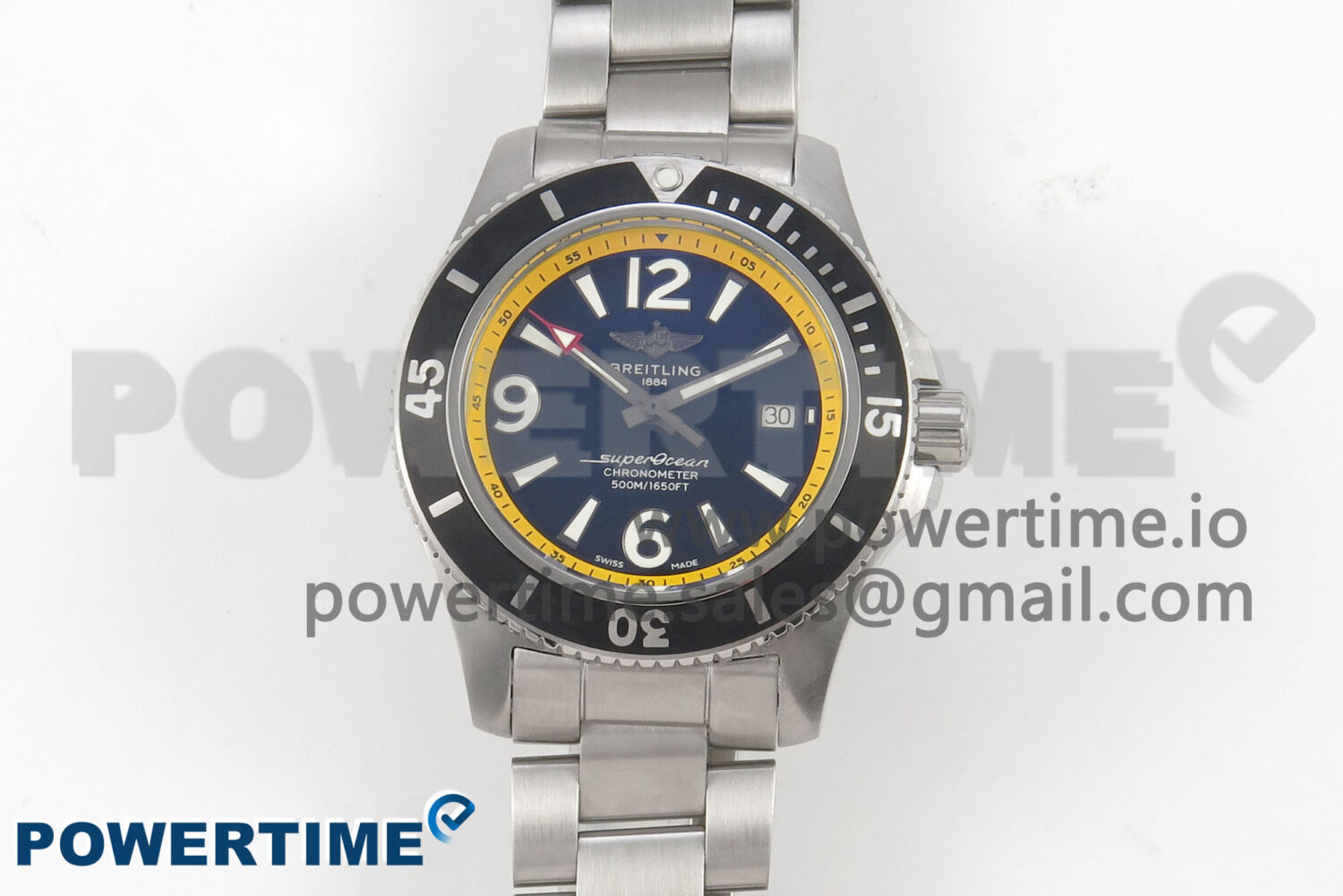 Superocean 44mm SS TF 1:1 Best Edition Blue/Yellow Dial Black Bezel on SS Bracelet A2824 V2 - Image 1
