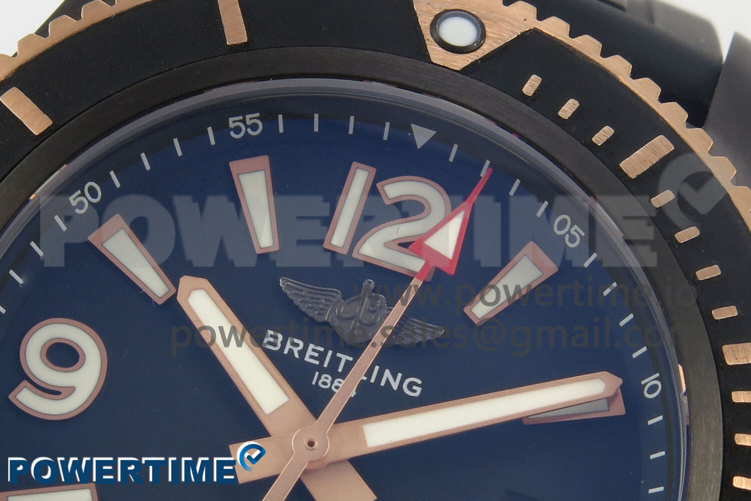 Superocean 46mm TF RG 1:1 Best Edition Black/RG Dial Black Bezel on Black Rubber Strap A2824 V2 - Image 3