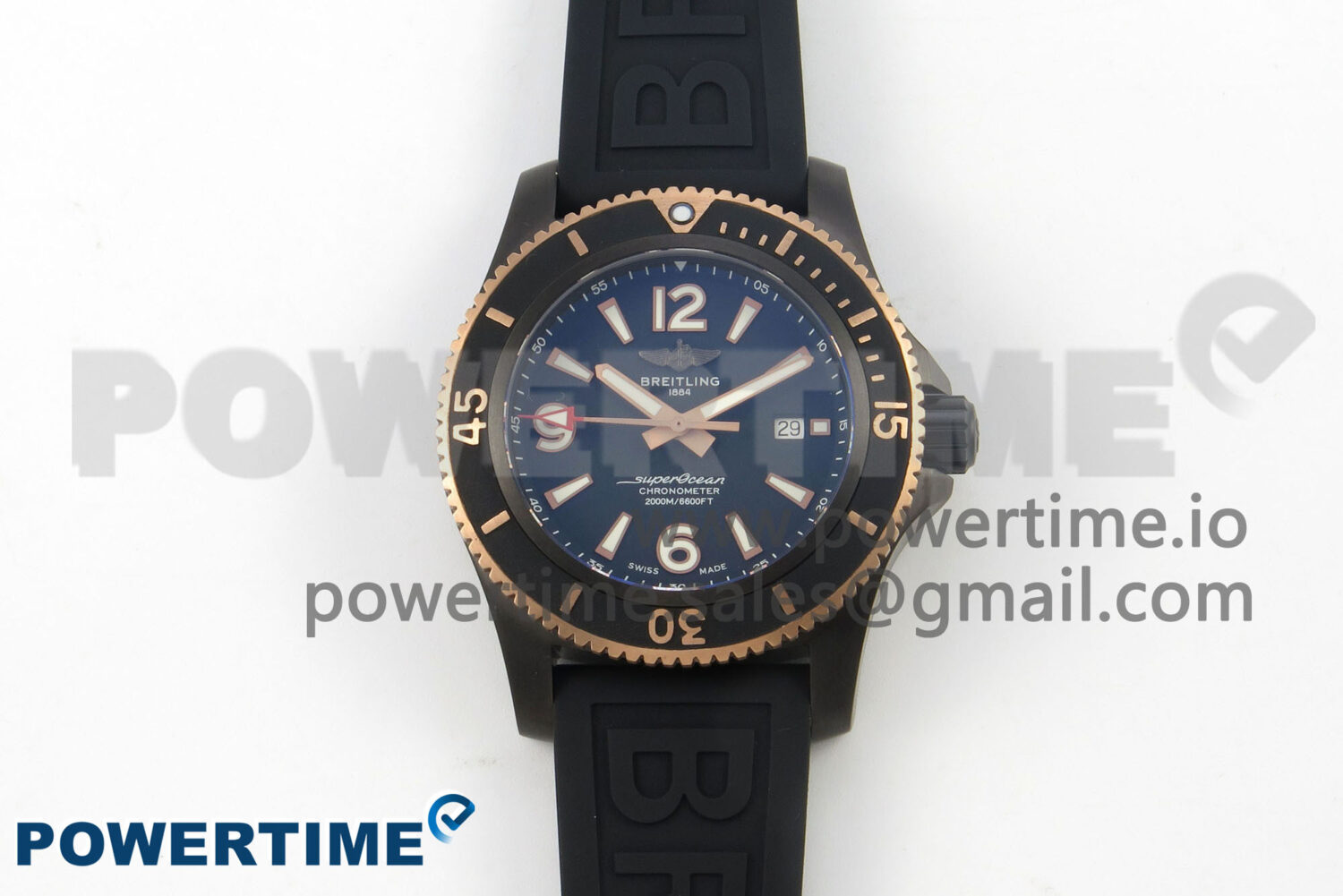 Superocean 46mm TF RG 1:1 Best Edition Black/RG Dial Black Bezel on Black Rubber Strap A2824 V2 - Image 1