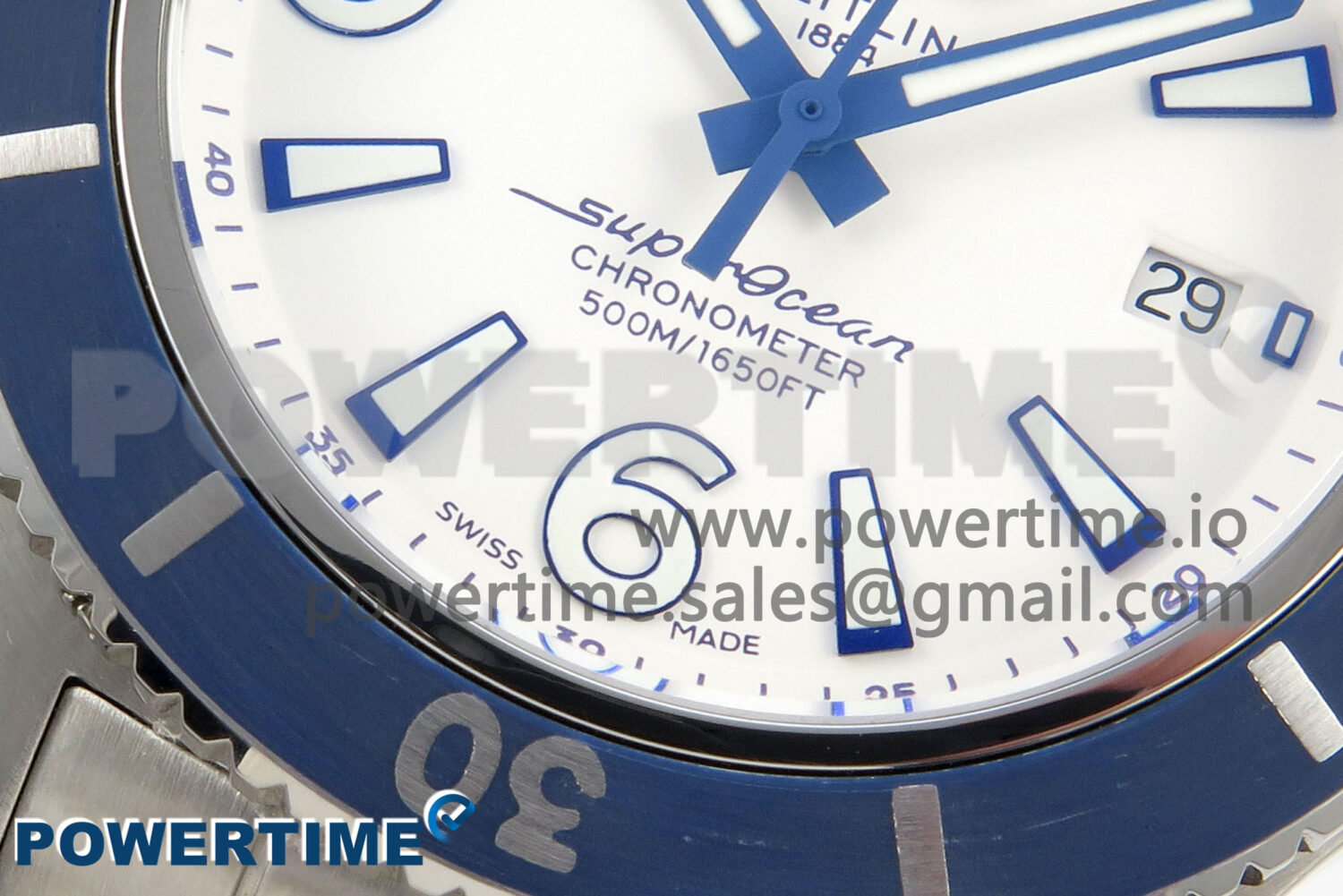 Superocean 44mm SS TF 1:1 Best Edition Blue/White Dial Blue Bezel on SS Bracelet A2824 V2 - Image 5