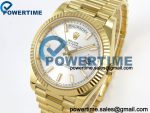Day Date 40 YG RCF 1:1 Best Edition Silver Stick Dial on President Bracelet VR3255(210g) - Image 3