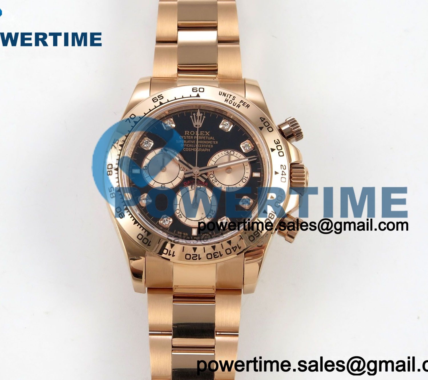 Daytona 126505 QF 1:1 Best Edition Black/RG Diamonds Dial on RG Bracelet JH4131 (Free Sprung) V18 Weighted 213g