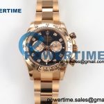 Daytona 126505 QF 1:1 Best Edition Black/RG Diamonds Dial on RG Bracelet JH4131 (Free Sprung) V18 Weighted 213g