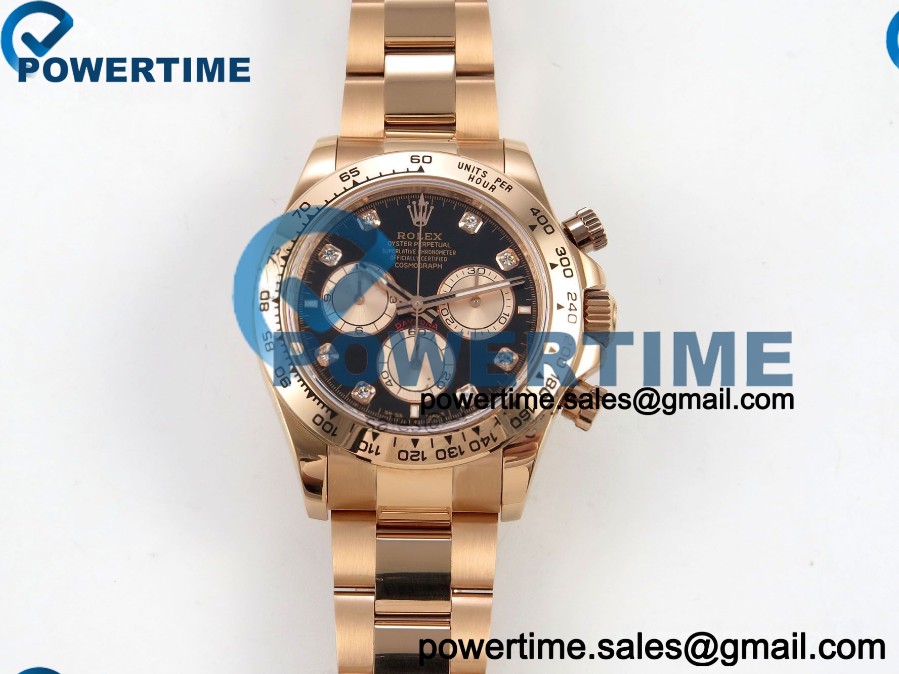 IMG 300930 1 202604 20270 Daytona 126505 QF 1:1 Best Edition Black/RG Diamonds Dial on RG Bracelet JH4131 (Free Sprung) V18 Weighted 213g - Image 1