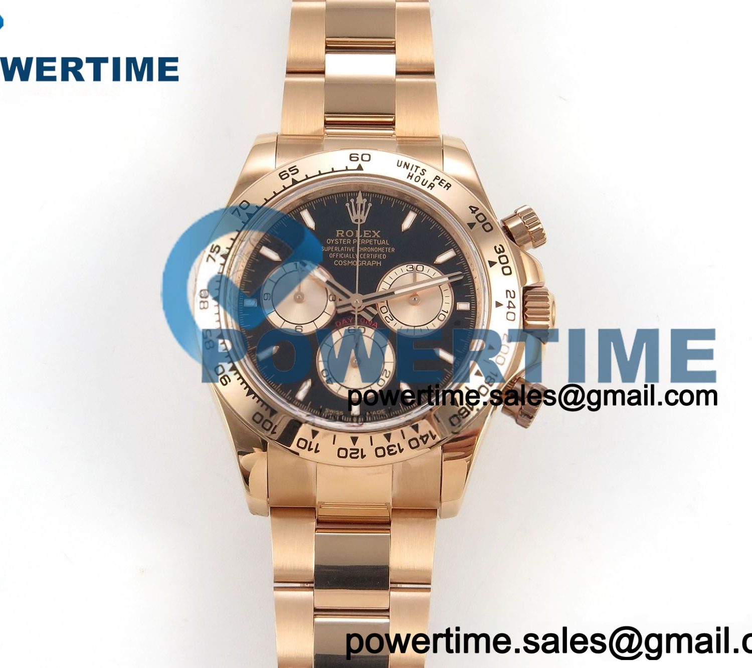 Daytona 126505 QF 1:1 Best Edition Black/RG Dial on RG Bracelet JH4131 (Free Sprung) V18 Weighted 213g