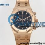 Royal Oak Chrono 26240 RG DDF 1:1 Best Edition Black Dial on RG Bracelet DD4401 Super Clone (50 Anniversary) Weighted 205g