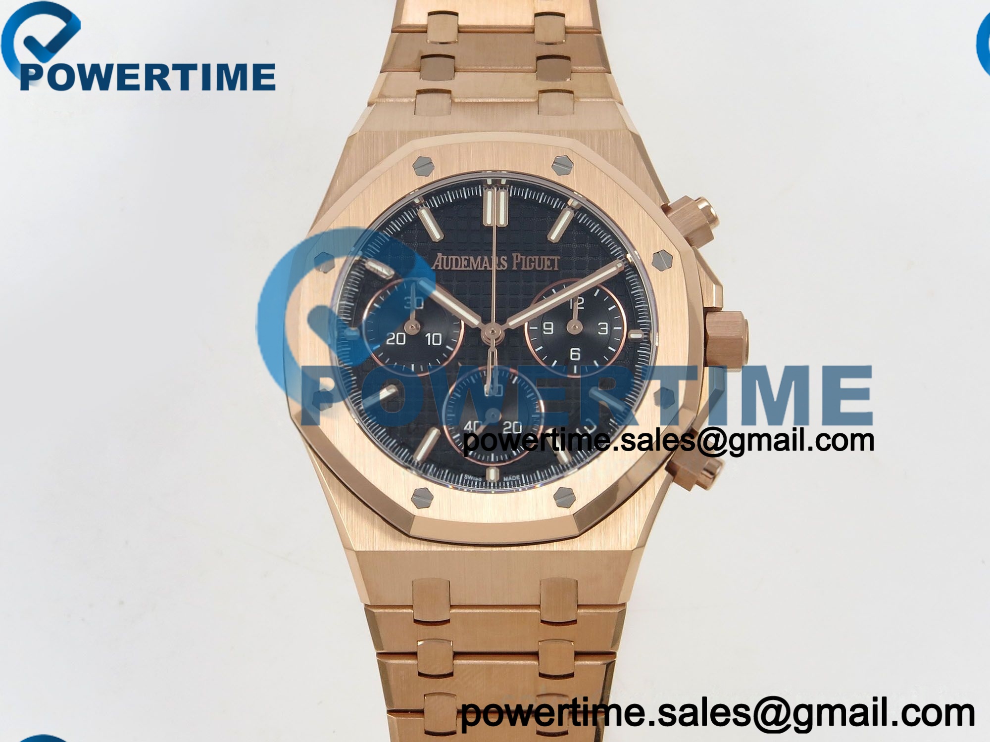 IMG 300991 1 202604 21059 Royal Oak Chrono 26240 RG DDF 1:1 Best Edition Black Dial on RG Bracelet DD4401 Super Clone (50 Anniversary) Weighted 205g - Image 1