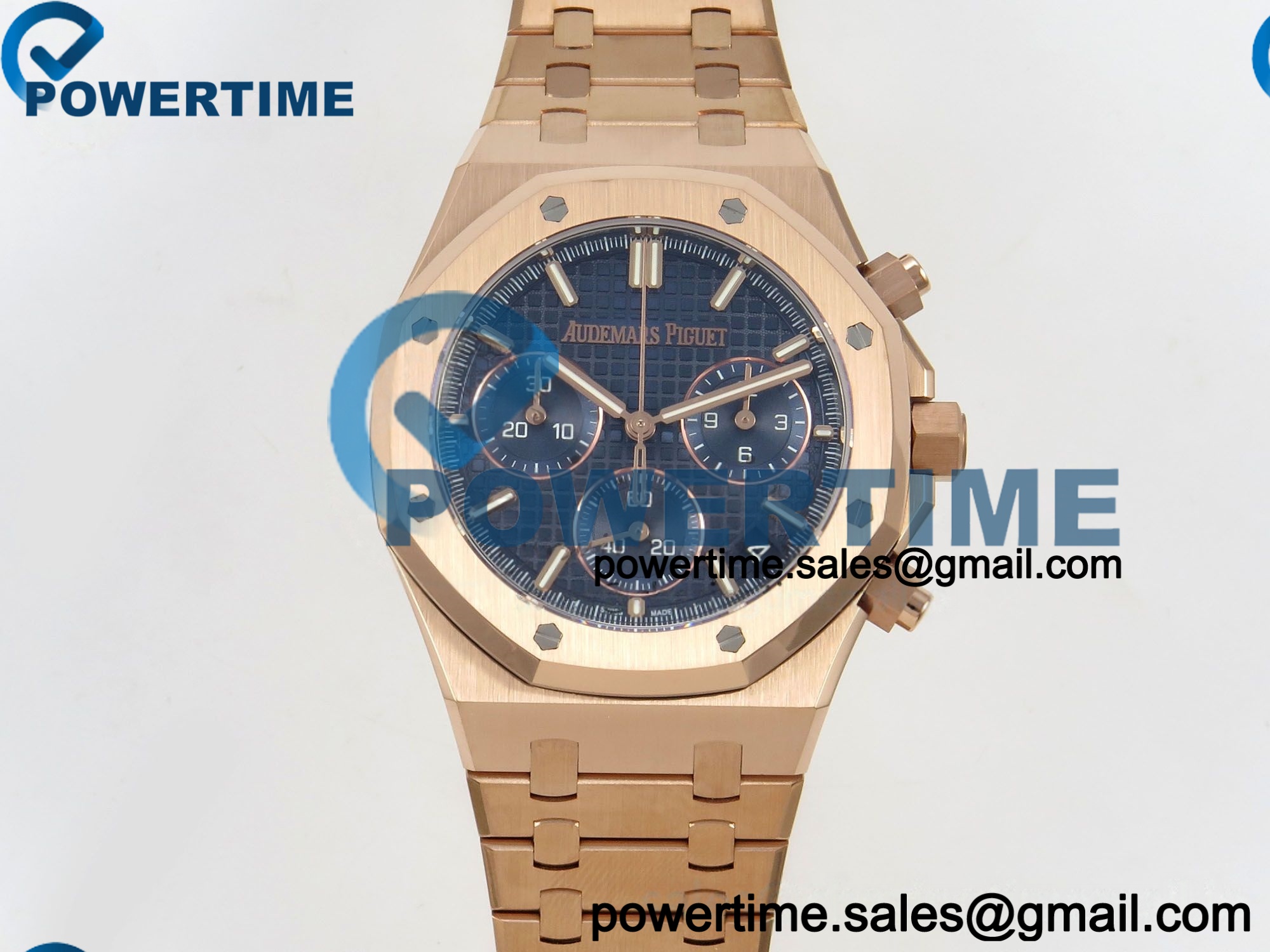 IMG 300994 1 202604 21059 Royal Oak Chrono 26240 RG DDF 1:1 Best Edition Blue Dial on RG Bracelet DD4401 Super Clone (50 Anniversary) Weighted 205g - Image 1